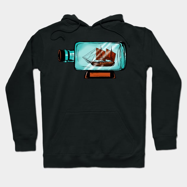 Sailboat in a bottle Hoodie by WOODDIOS